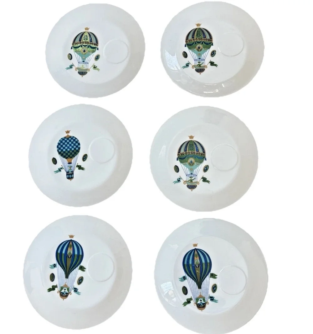 Georges Briard Vintage Fancy Free Hot Air Balloon Snack Plates 9.25